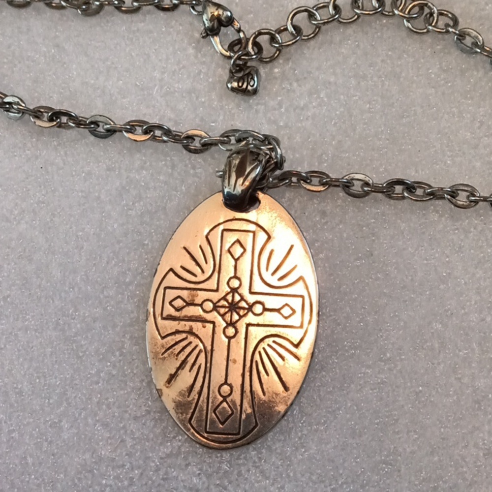 Brighton Silver Tone Cross Double Sided Pendant Necklace. - Picture 2 of 6